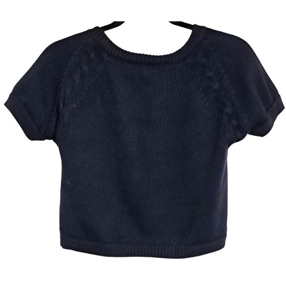 Vintage Worthington Black Knit Short-Sleeve Cardigan Sweater Womens Size M - Picture 10 of 13